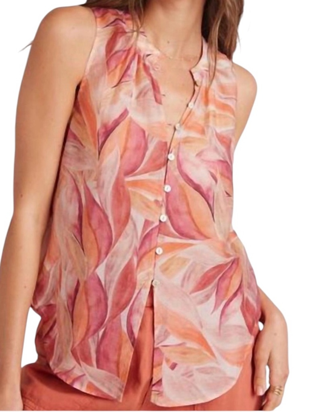 Bella Dahl sleeveless button down floral top size S like new condition